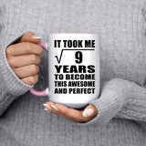 3rd Birthday Took Square Root of 9 Years To Awesome - 15oz Accent Mug Pink