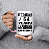 8th Birthday Took Square Root of 64 Years To Awesome - 15oz Accent Mug Pink