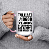 103rd Birthday Square Root of 10609 Years of Childhood - 15oz Accent Mug Pink