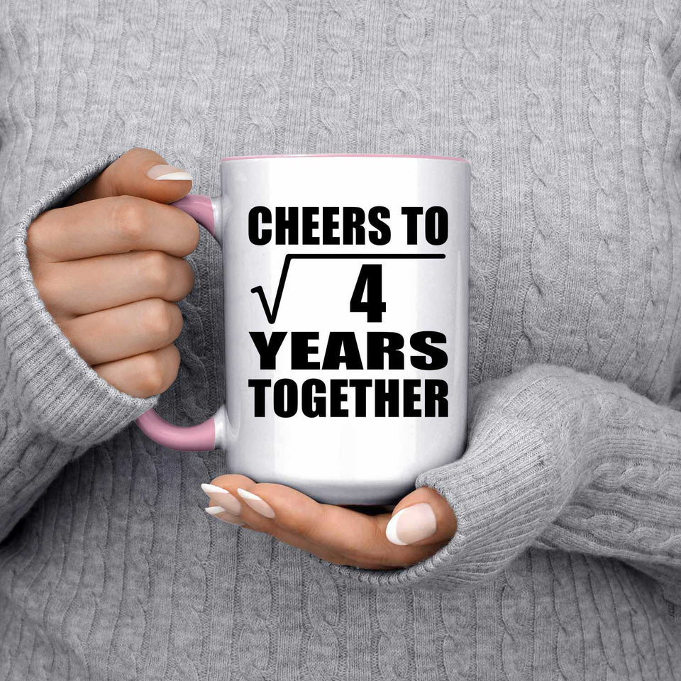 2nd Anniversary Cheers To Square Root of 4 Years Together - 15oz Accent Mug Pink