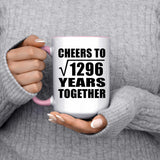 36th Anniversary Cheers To Square Root of 1296 Years Together - 15oz Accent Mug Pink