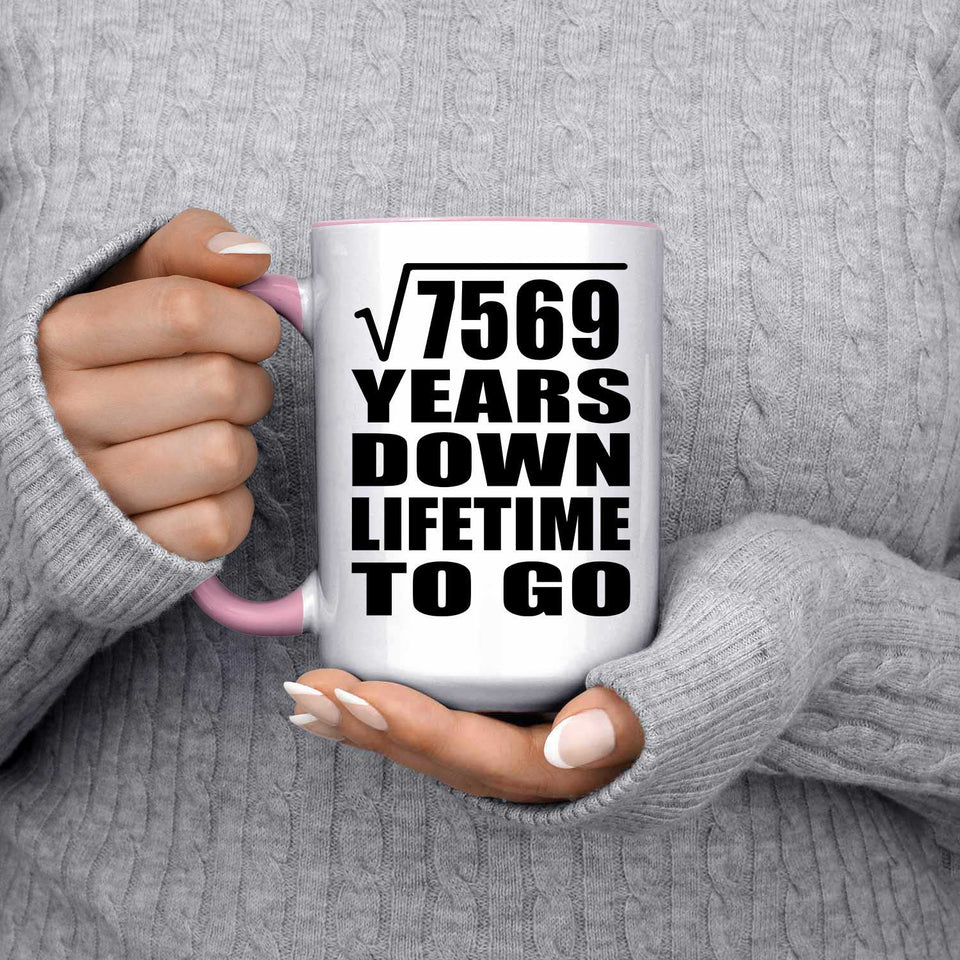 87th Anniversary Square Root of 7569 Years Lifetime To Go - 15oz Accent Mug Pink