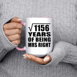 34th Anniversary Square Root of 1156 Years of Being Mrs Right - 15oz Accent Mug Pink
