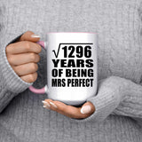 36th Anniversary Square Root of 1296 Years of Mrs Perfect - 15oz Accent Mug Pink