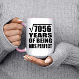 84th Anniversary Square Root of 7056 Years of Mrs Perfect - 15oz Accent Mug Pink