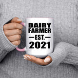 Dairy Farmer Established EST. 2021 - 15oz Accent Mug Pink