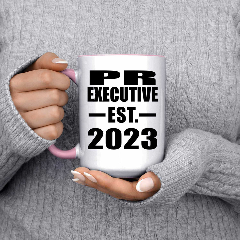 PR Executive Established EST. 2023 - 15oz Accent Mug Pink