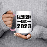 Salesperson Established EST. 2023 - 15oz Accent Mug Pink