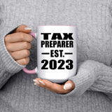 Tax Preparer Established EST. 2023 - 15oz Accent Mug Pink
