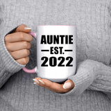 Auntie Established EST. 2022 - 15oz Accent Mug Pink