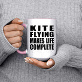 Kite Flying Makes Life Complete - 15oz Accent Mug Pink