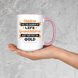 Children Are Rainbow Of Life, Grandchildren Are Pot Of Gold - 15oz Accent Mug Pink
