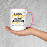 I Get My Attitude From My Awesome Grandma - 15oz Accent Mug Pink