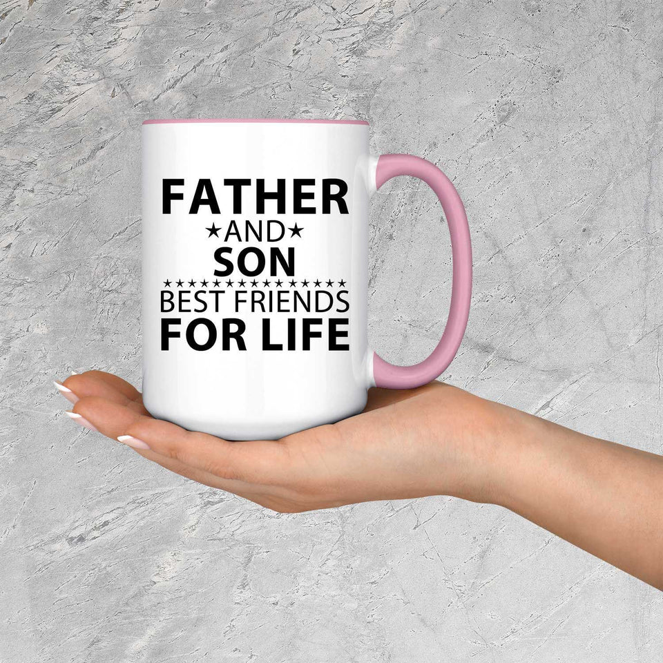 Father and Son, Best Friends For Life - 15oz Accent Mug Pink