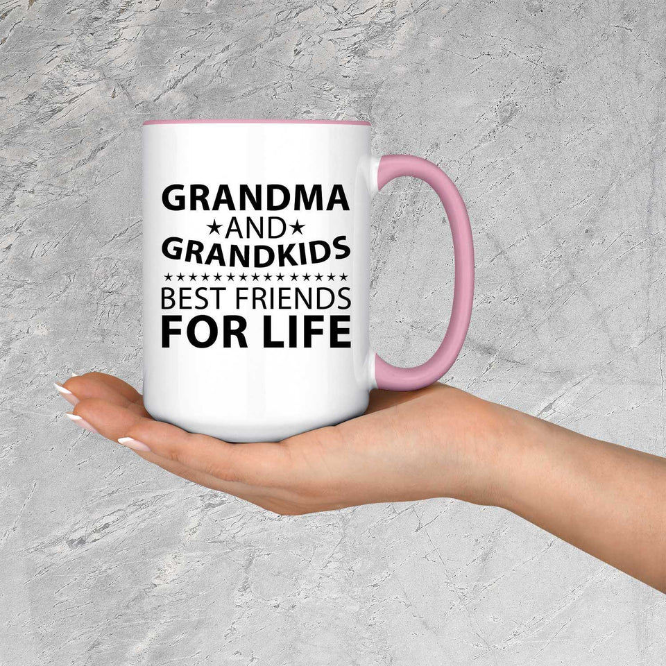 Grandma and Grandkids, Best Friends For Life - 15oz Accent Mug Pink