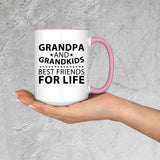 Grandpa and Grandkids, Best Friends For Life - 15oz Accent Mug Pink