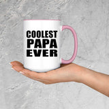 Coolest Papa (Grandpa) Ever - 15oz Accent Mug Pink