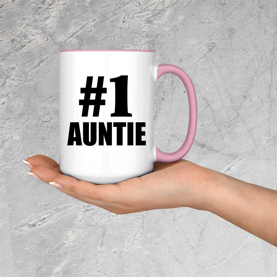 Number One #1 Auntie - 15oz Accent Mug Pink
