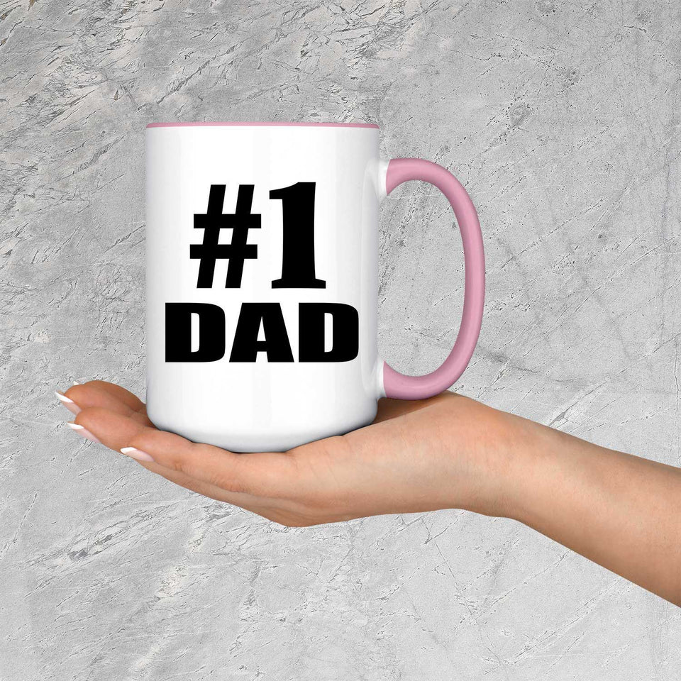 Number One #1 Dad - 15oz Accent Mug Pink
