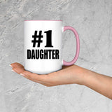 Number One #1 Daughter - 15oz Accent Mug Pink