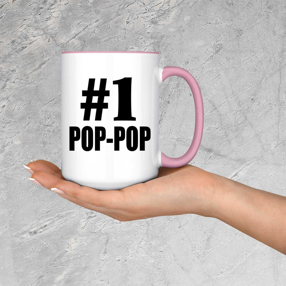 Number One #1 Pop-Pop - 15oz Accent Mug Pink