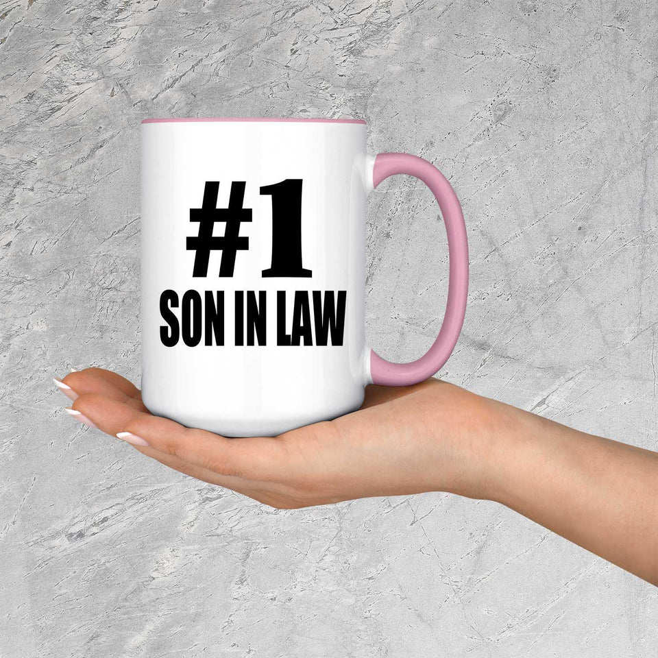 Number One #1 Son In Law - 15oz Accent Mug Pink