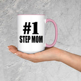 Number One #1 Step Mom - 15oz Accent Mug Pink
