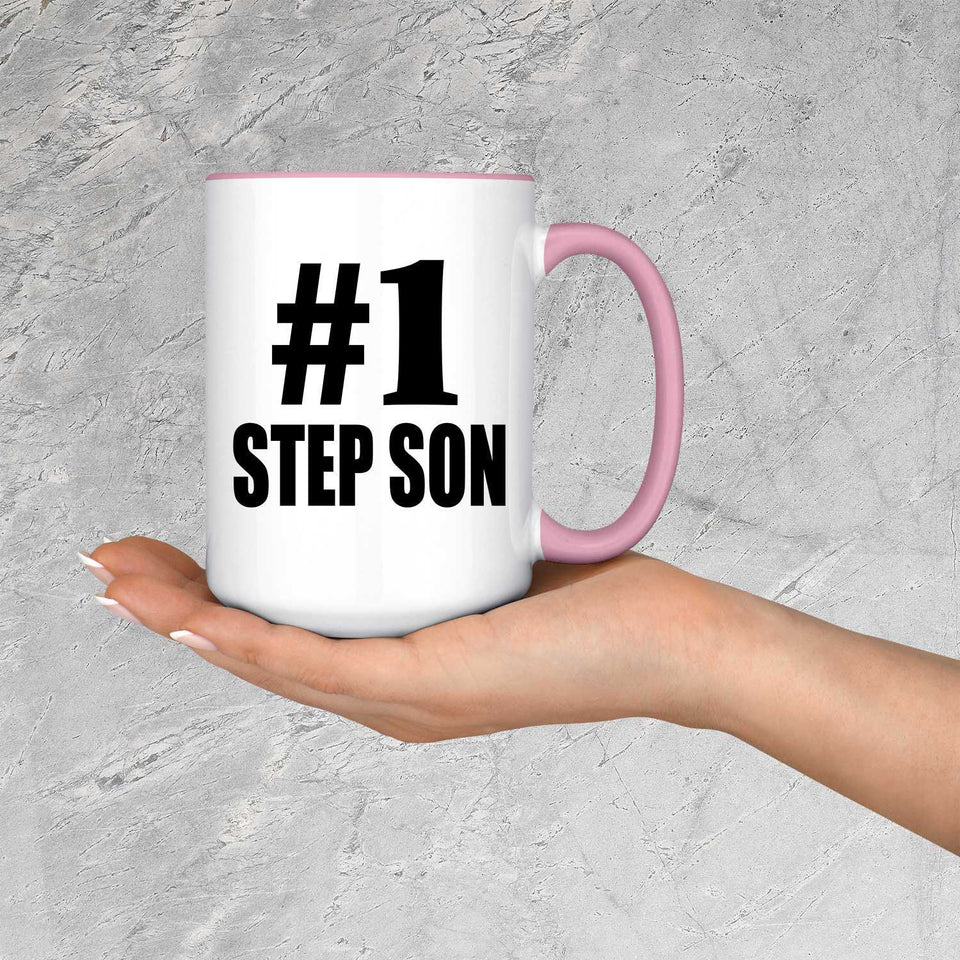 Number One #1 Step Son - 15oz Accent Mug Pink