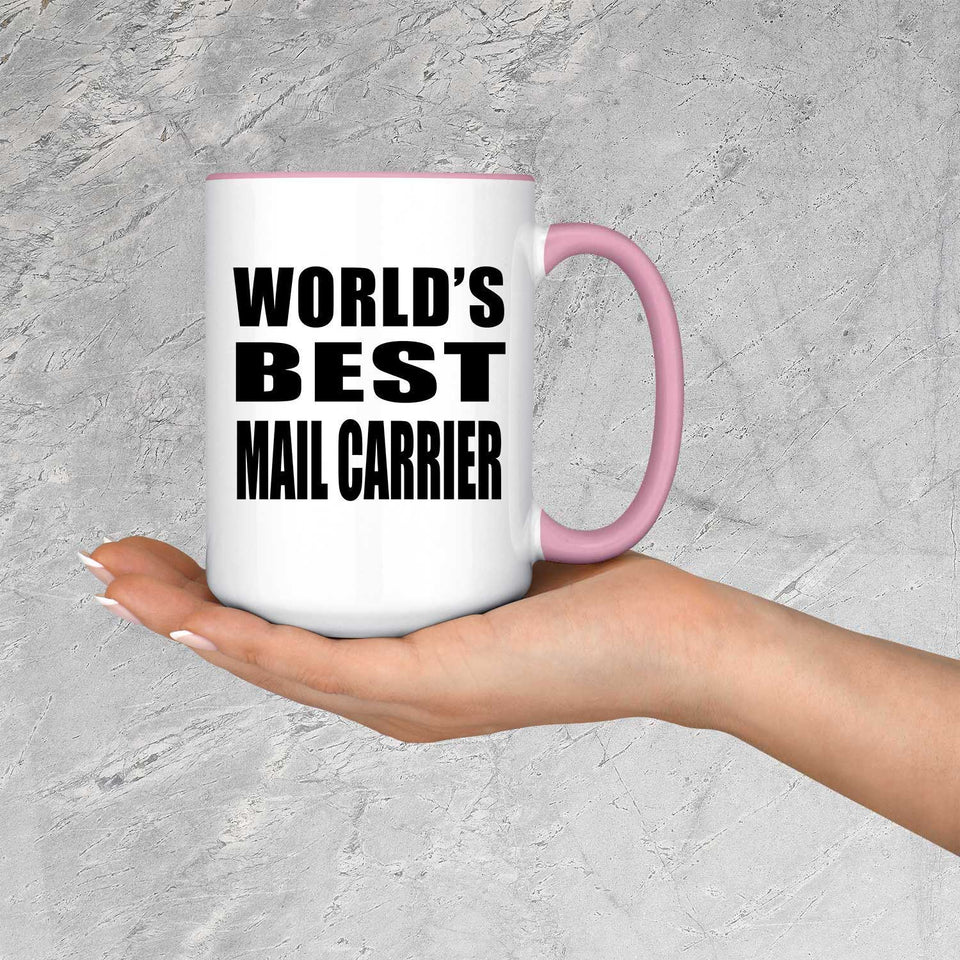 World's Best Mail Carrier - 15oz Accent Mug Pink