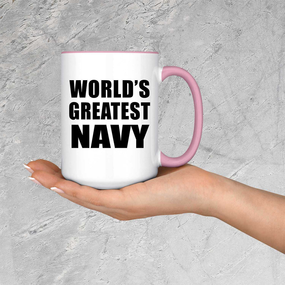 World's Greatest Navy - 15oz Accent Mug Pink