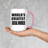 World's Greatest Social Worker - 15oz Accent Mug Pink