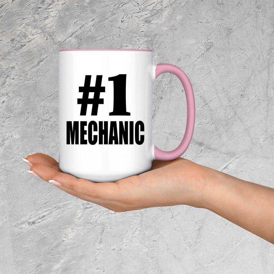 Number One #1 Mechanic - 15oz Accent Mug Pink
