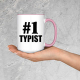 Number One #1 Typist - 15oz Accent Mug Pink