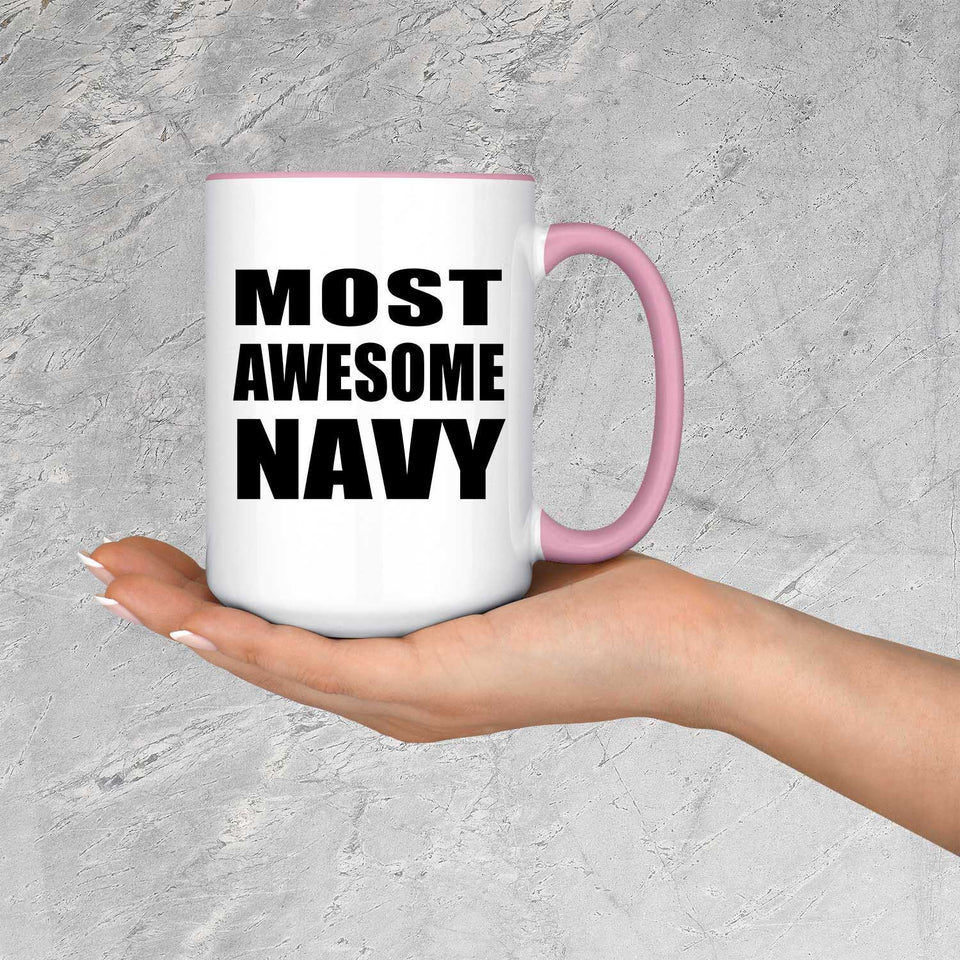 Most Awesome Navy - 15oz Accent Mug Pink
