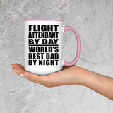 Flight Attendant By Day World's Best Dad By Night - 15oz Accent Mug Pink