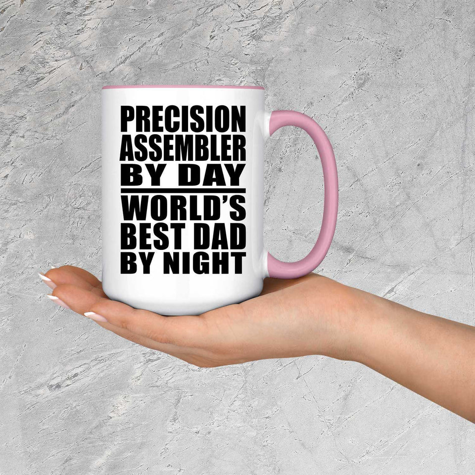 Precision Assembler By Day World's Best Dad By Night - 15oz Accent Mug Pink