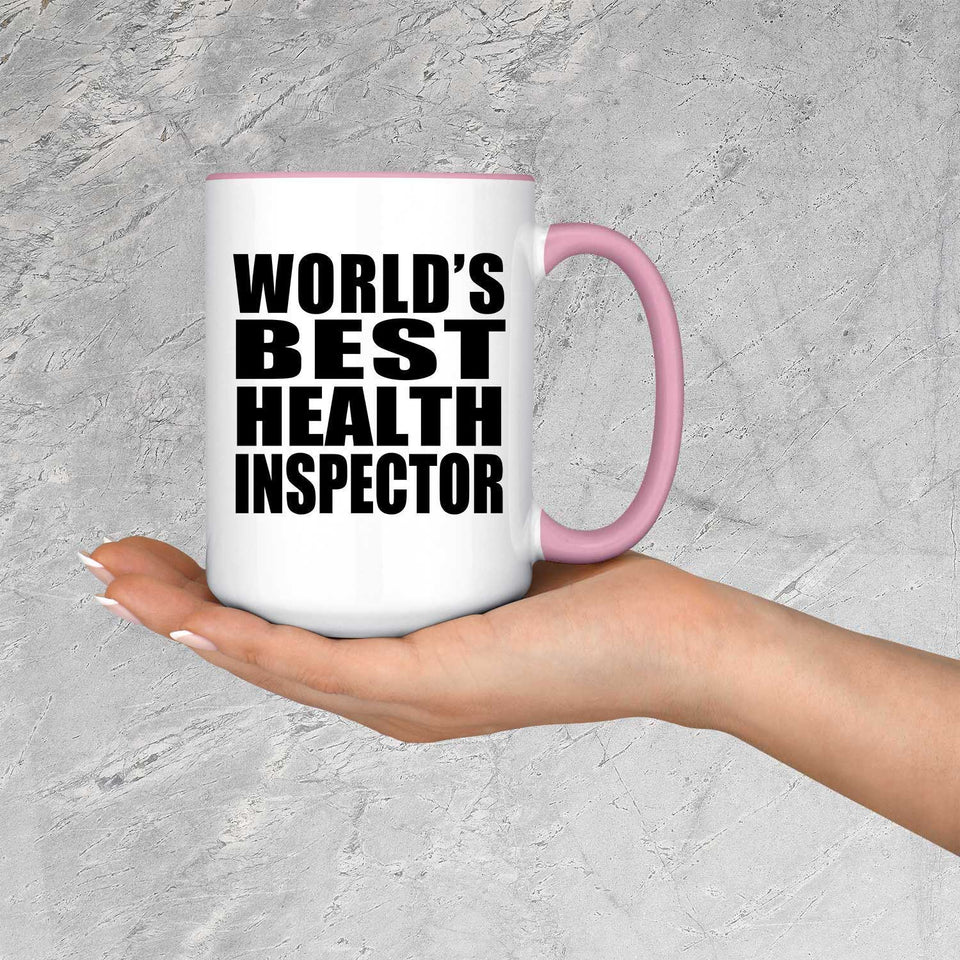 World's Best Health Inspector - 15oz Accent Mug Pink