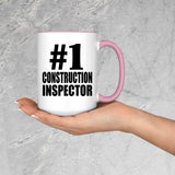 Number One #1 Construction Inspector - 15oz Accent Mug Pink