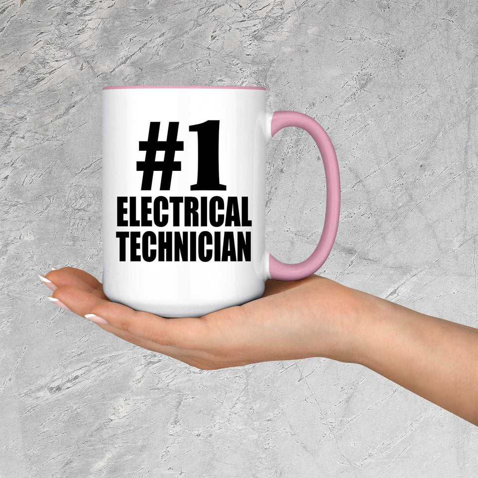 Number One #1 Electrical Technician - 15oz Accent Mug Pink