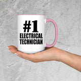 Number One #1 Electrical Technician - 15oz Accent Mug Pink