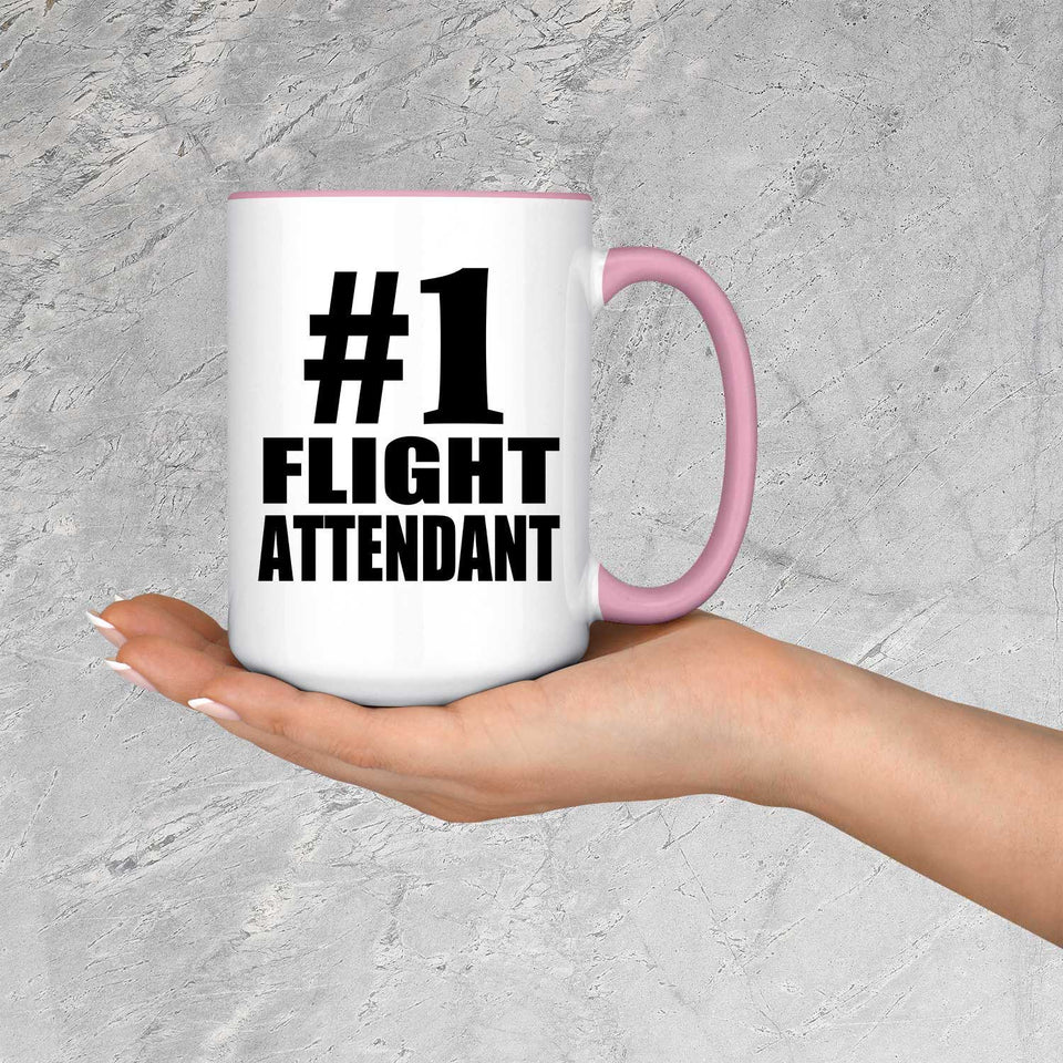 Number One #1 Flight Attendant - 15oz Accent Mug Pink