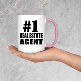 Number One #1 Real Estate Agent - 15oz Accent Mug Pink