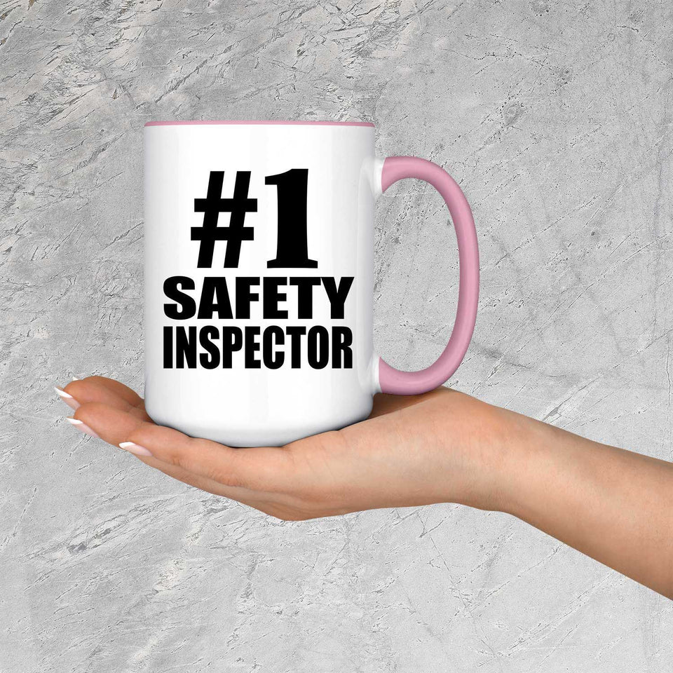 Number One #1 Safety Inspector - 15oz Accent Mug Pink
