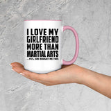 I Love My Girlfriend More Than Martial Arts - 15oz Accent Mug Pink