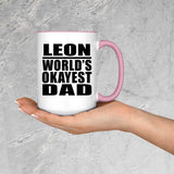 Leon World's Okayest Dad - 15oz Accent Mug Pink
