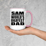 Sam World's Okayest Dad - 15oz Accent Mug Pink