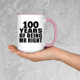 100th Anniversary 100 Years Of Being Mr Right - 15oz Accent Mug Pink
