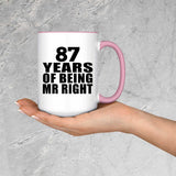 87th Anniversary 87 Years Of Being Mr Right - 15oz Accent Mug Pink