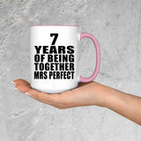 7th Anniversary 7 Years Of Being Mrs Perfect - 15oz Accent Mug Pink