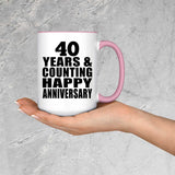Happy 40th Anniversary 40 Years & Counting - 15oz Accent Mug Pink
